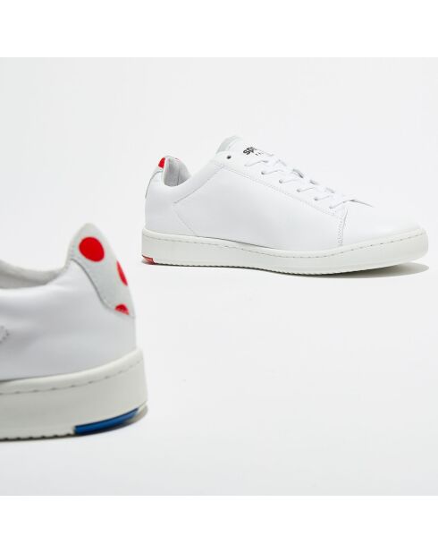 Sneakers en Cuir Blazon Sport Made in France blanc/rouge